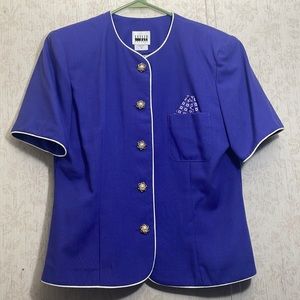 Leslie Fay Purple Suit Jacket With Pocket Square Sz 12